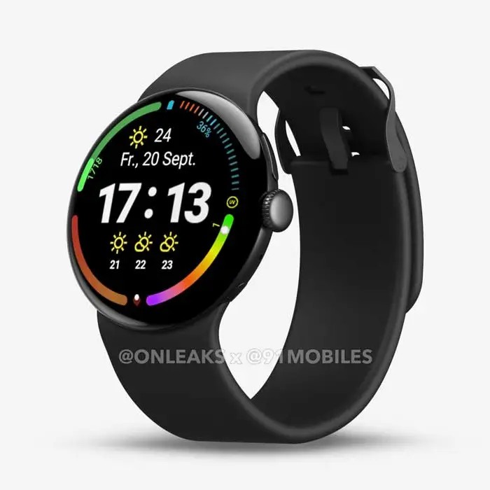 Google Pixel Watch 4 - Render frontal en color negro