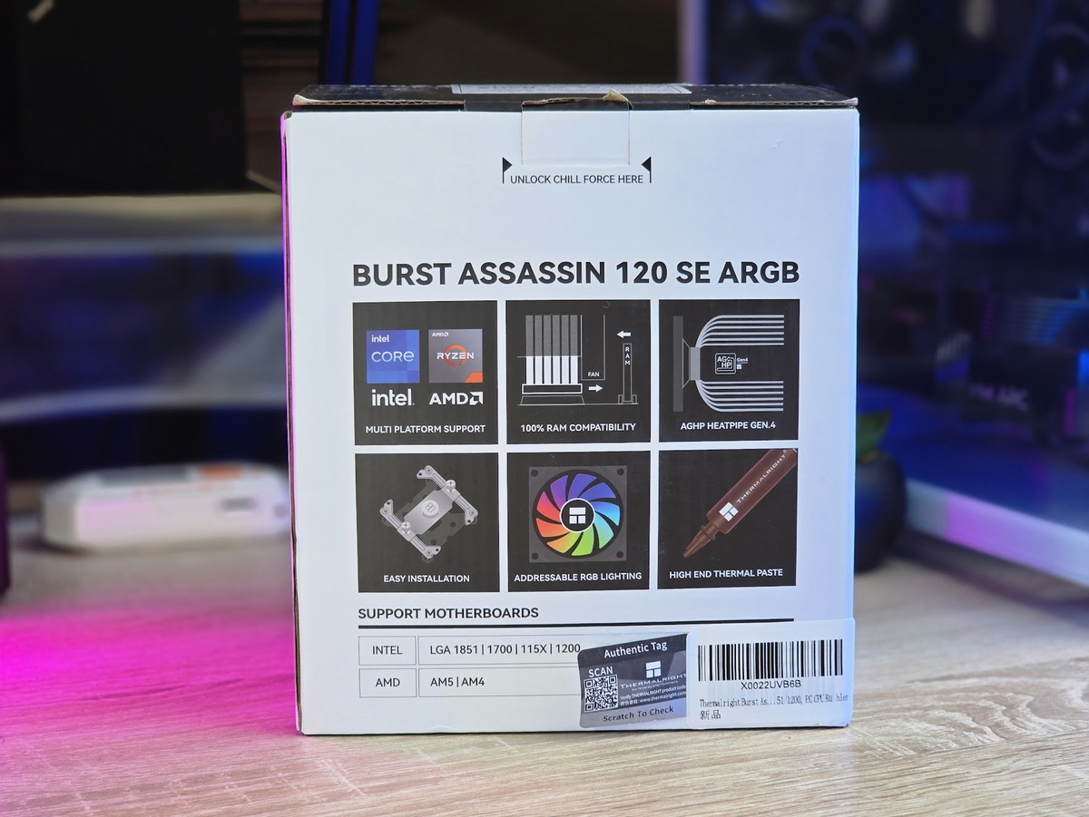 Thermalright Burst Assassin 120 SE ARGB - Vista anterior del producto en su caja
