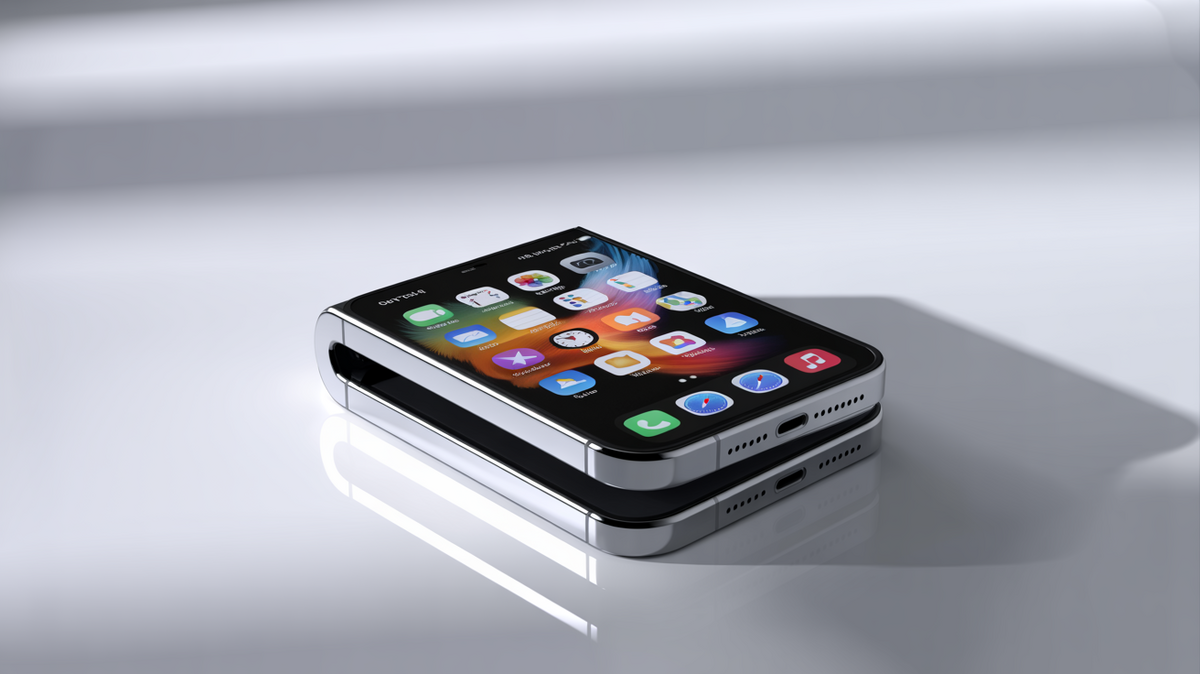 Imagen generada con IA que representa a un iPhone Plegable ficticio