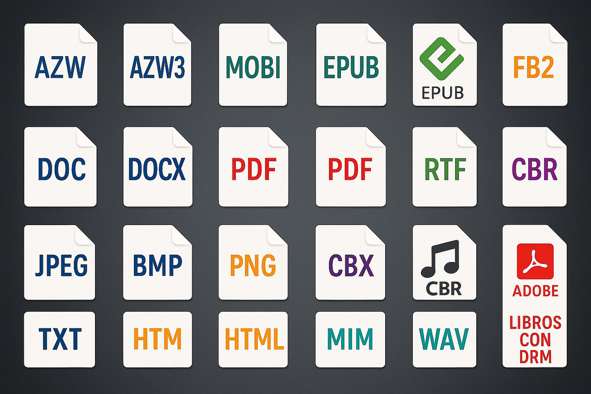 Íconos d formatos compatibles con la tablet