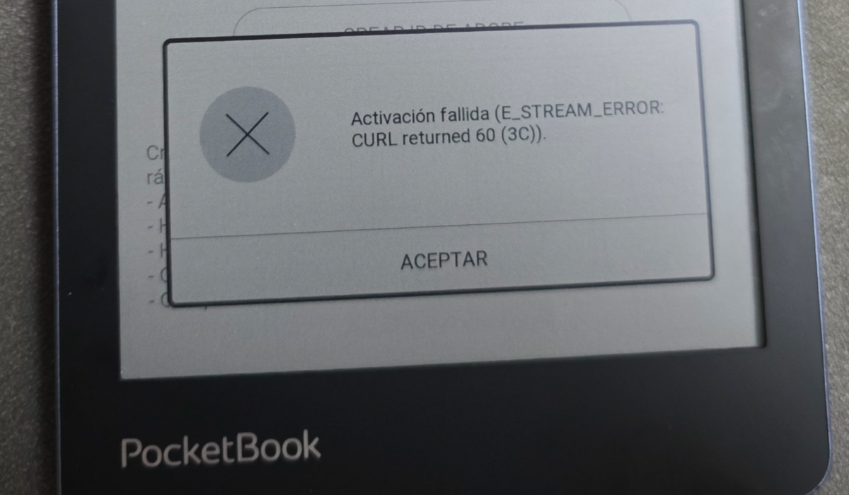 Activación fallida (E_STREAM_ERROR: CURL Returned 60 (3C))
