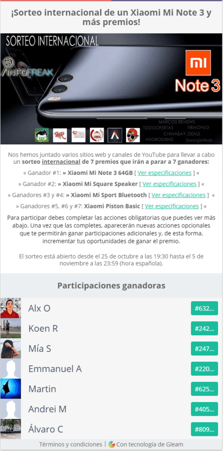 7 ganadores del sorteo del Xiaomi Mi Note 3 y más premios - Teknófilo.png
