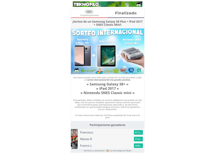 Sorteo de Samsung Galaxy S8 Plus   iPad 2017   SNES Mini.png