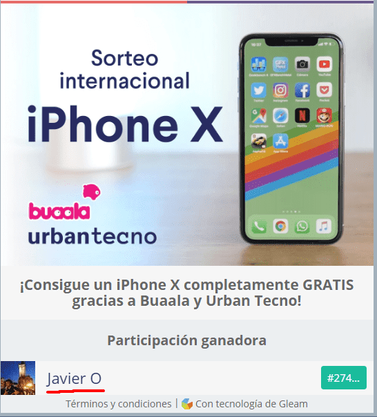 ¡SORTEO INTERNACIONAL de  IPHONE X con Buaala y Urban Tecno .png
