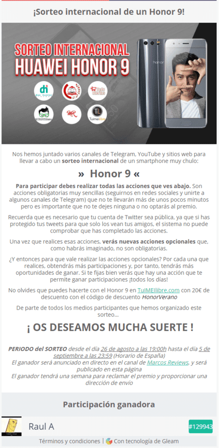 ¡Sorteo internacional de un Honor 9 .png