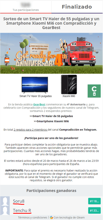 Sorteo Smart TV Haier 55 y Smartphone Xiaomi Mi6.png
