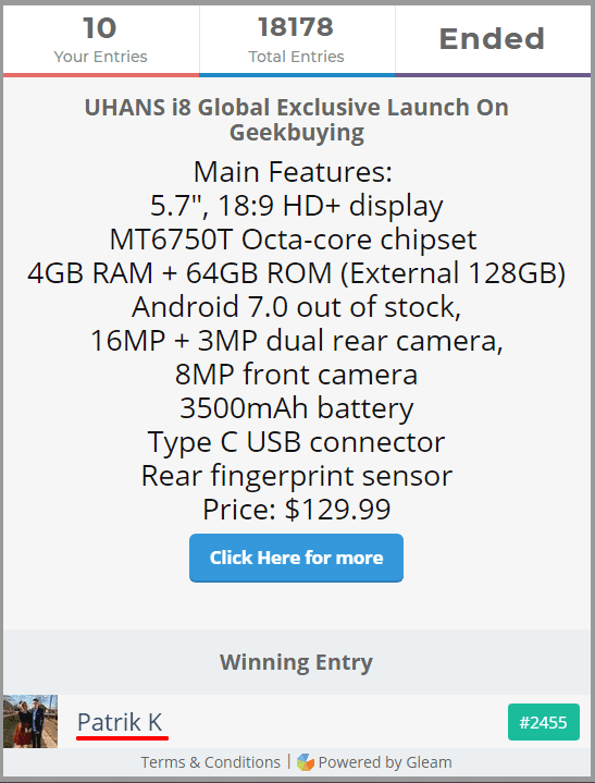 UHANS i8 Exclusive Launch on Geekbuying Thanksgiving Giveaway.png
