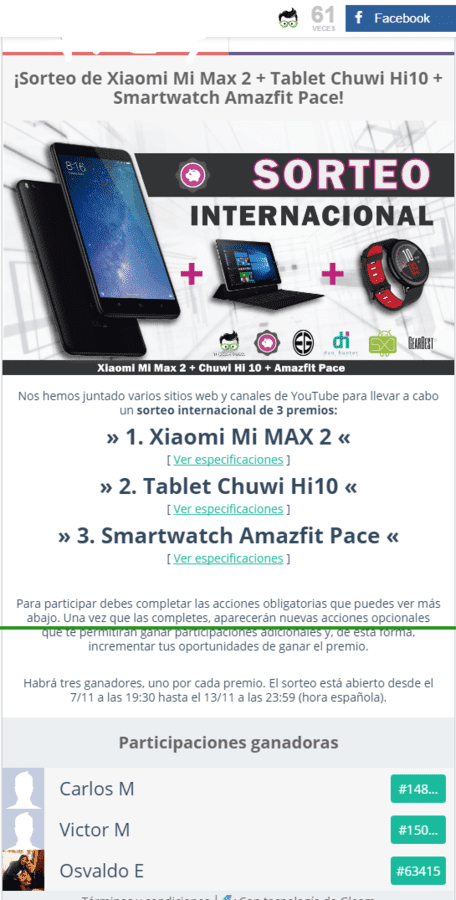 ¡Ya tenemos ganadores de Xiaomi Mi MAX 2   Chuwi Hi10   Amazfit Pace    Teknófilo.png