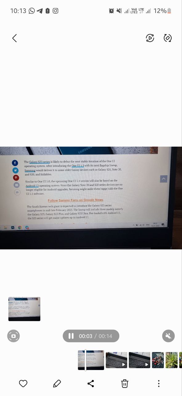Texto de extracción de video de Samsung