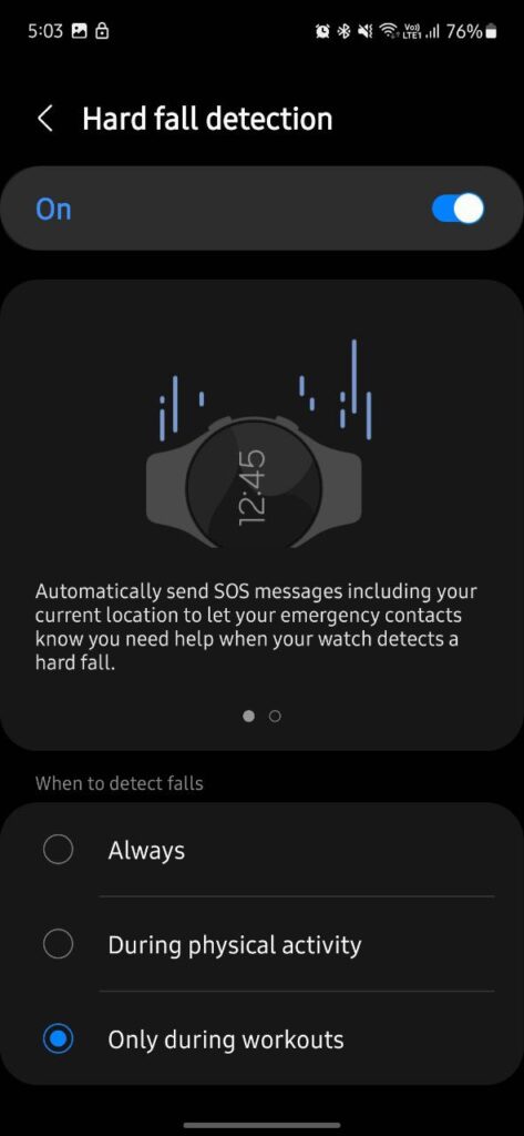Samsung Galaxy Watch Fall detection issue