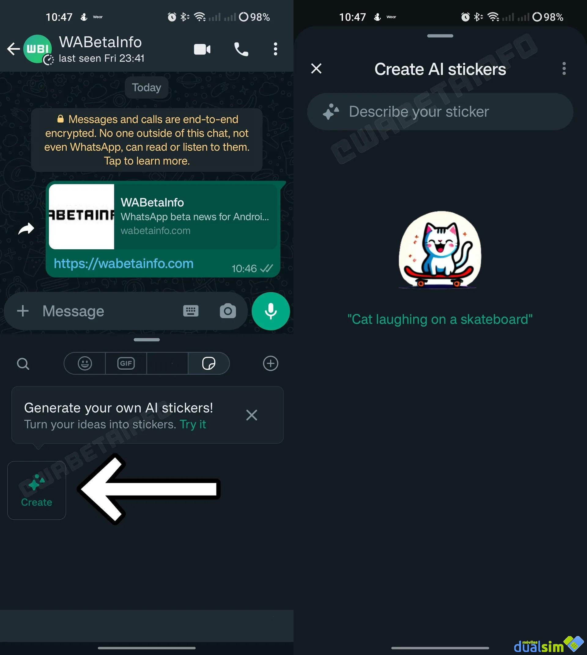 WhatsApp prueba la generación de stickers a partir de texto usando IA