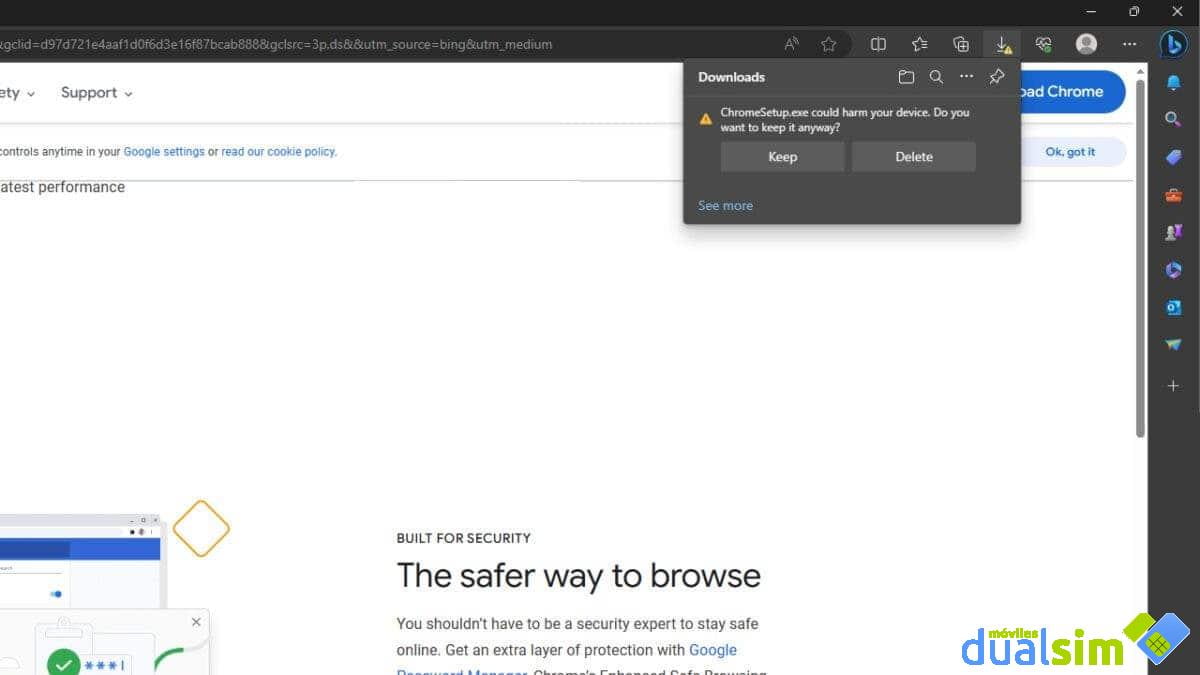 Microsoft Edge Warning