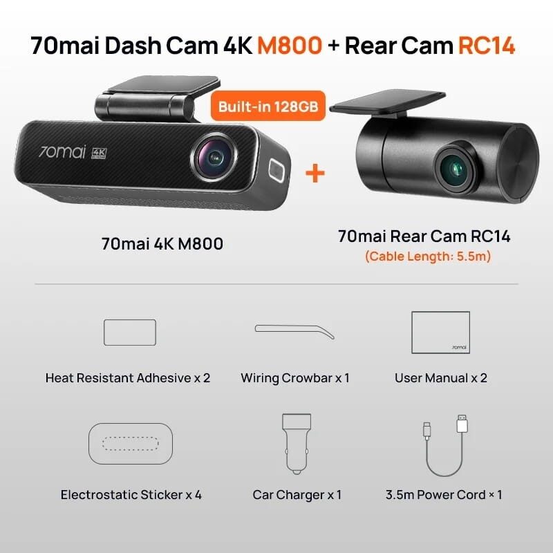70mai M800 4K HDR + Camara Trasera 70mai RC14